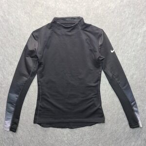 Nike Pro Hyperwarm Sweatshirt Womens L‎ Black Long Sleeve Thumb Hole Pullover
